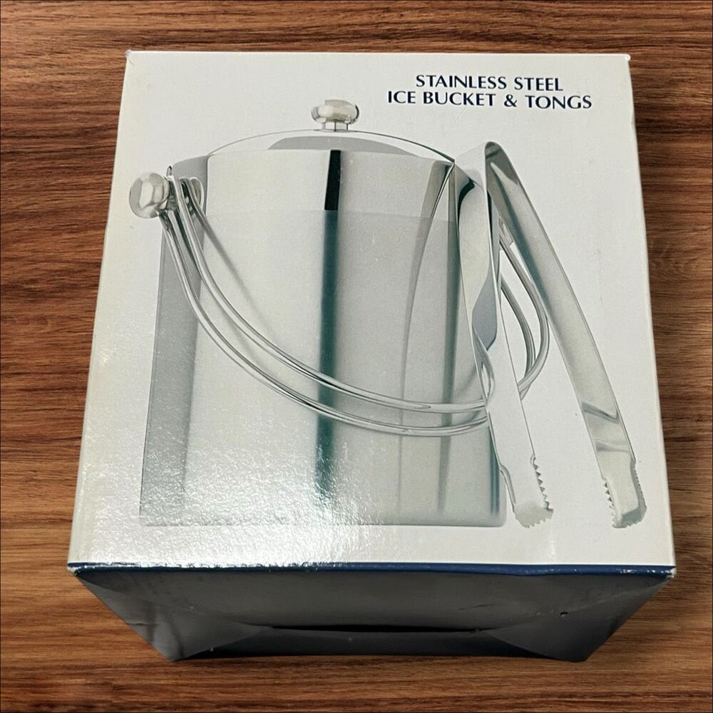 Sonoma Lifestyle Stainless Steel Double Wall Ice Bucket Tongs Unused